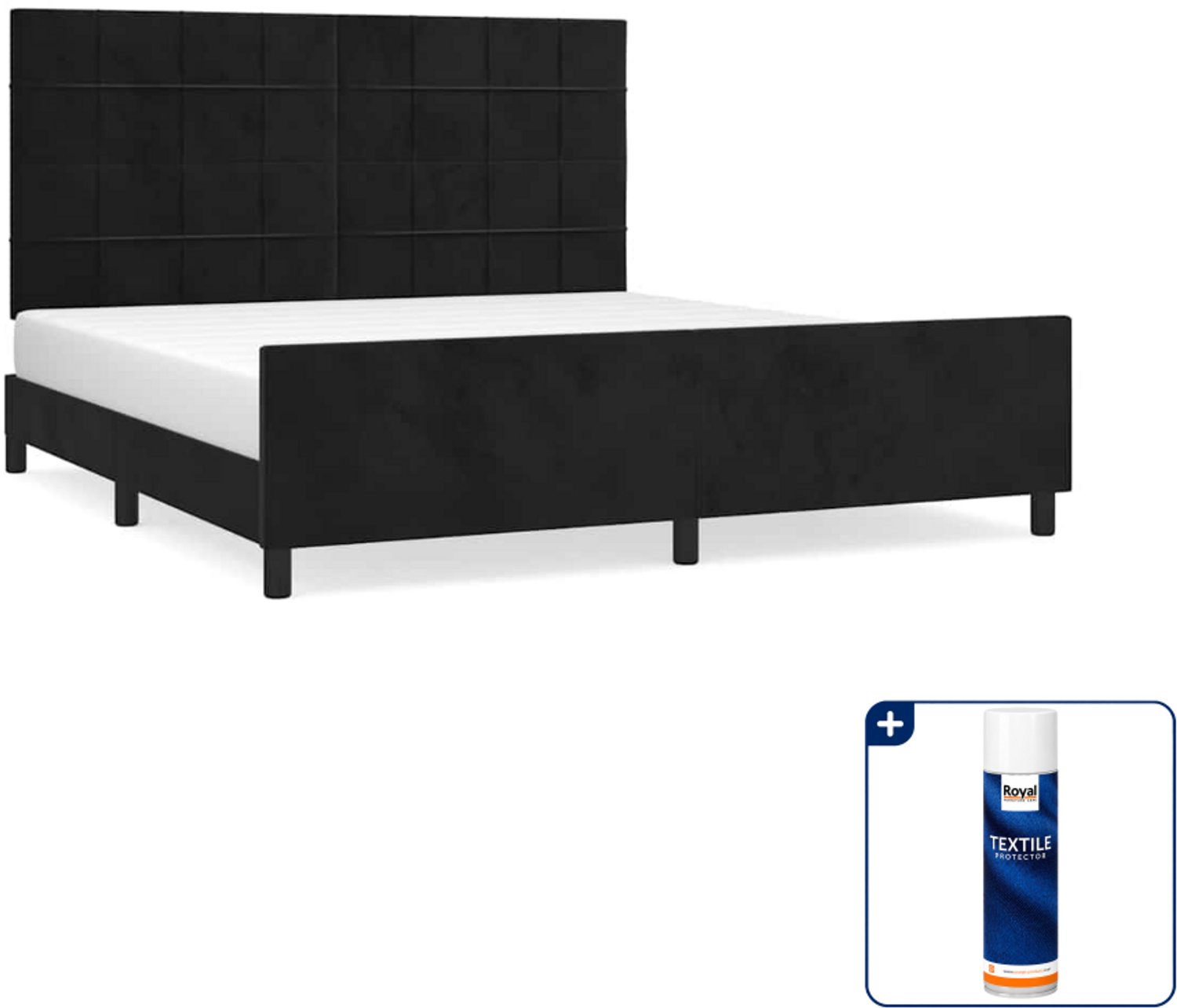 vidaXL Queensize bedframe - 160 x 200 cm - fluweel - zwart - Inclusief textielbeschermer 500 ml