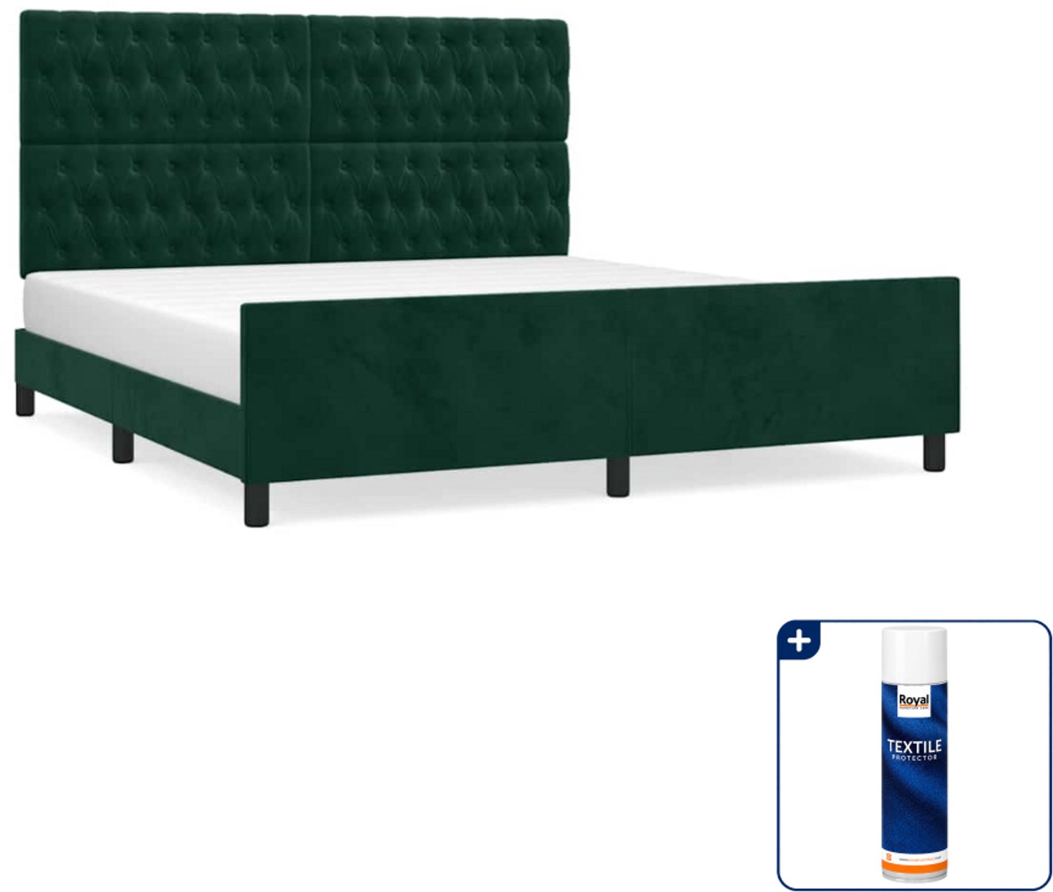 vidaXL Bedframe Kingsize - 180 x 200 cm - fluweel - donkergroen - Inclusief textielbeschermer 500 ml