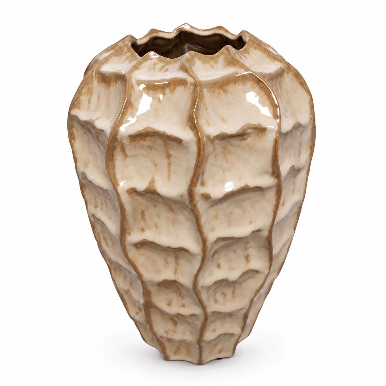 Countryfield Vaas Rialto van steen - Beige - Rond ø23 cm - Hoogte 30 cm