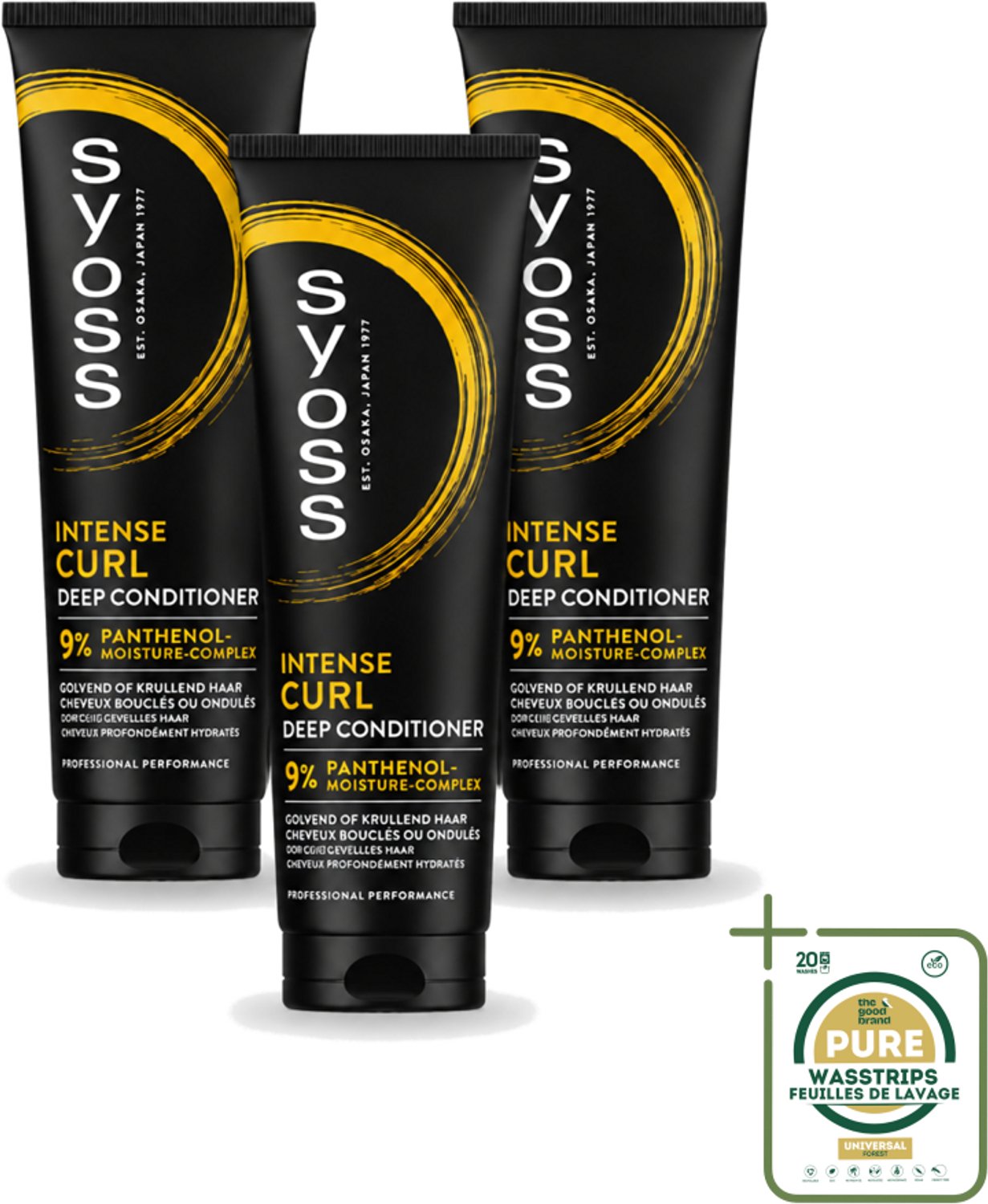 3 x Syoss - Intense Curls - Deep Conditioner - Elastische Krullen - 250 ml - Wasstrips - Krullen Verzorgen - Elastische Krullen - Kruldefinitie - Haar Verzorging - Hydraatatie