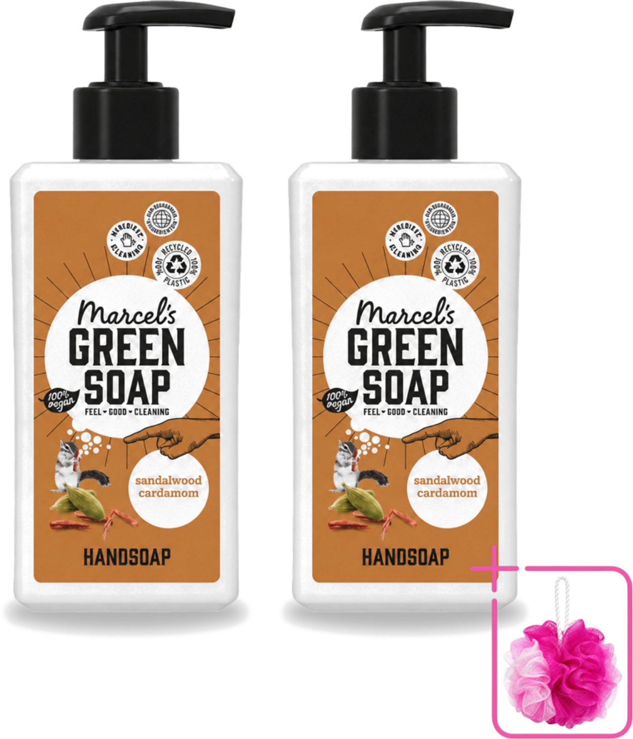 2 x Marcel’s Green Soap – Handzeep – Sandelhout & Kardemom – 250 ml - Bulkverpakking - Handzeep - Douchemop - Natuurlijke handzeep