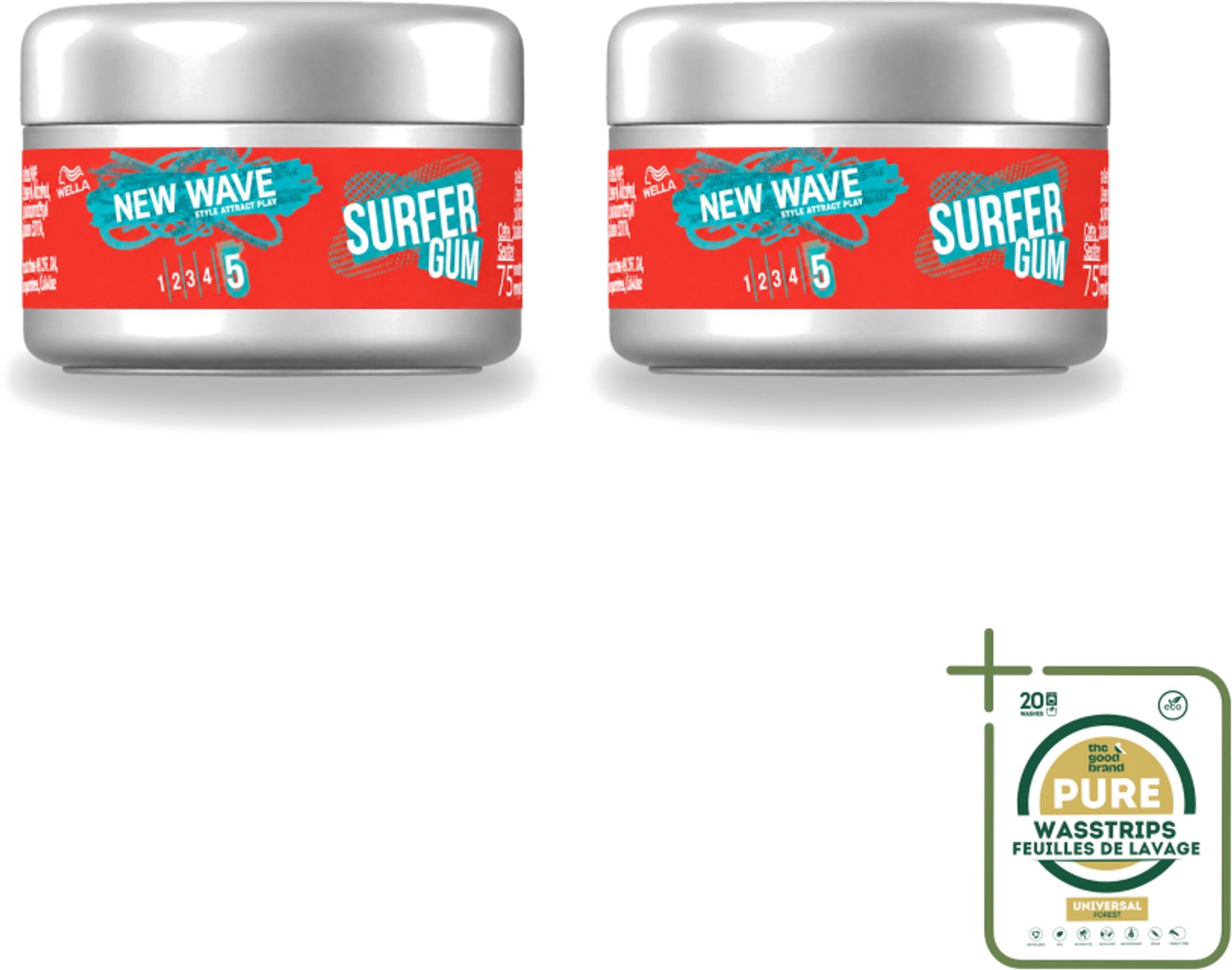 2 x Wella – New Wave Ultimate Effect Surfer Gum - 75 ml - Wasstrips - Haarwachse - Stylinggum - Textuur - Definitie - Flexibele Styling