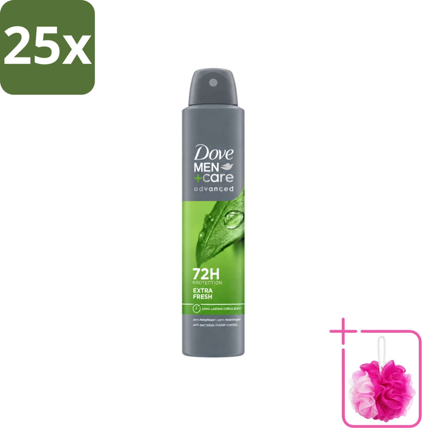 25 x Dove Men+Care Deodorant Spray - Extra Fresh - 200 ml - Bulkverpakking - Deodorant spray - Douchemop - Zweetvermindering