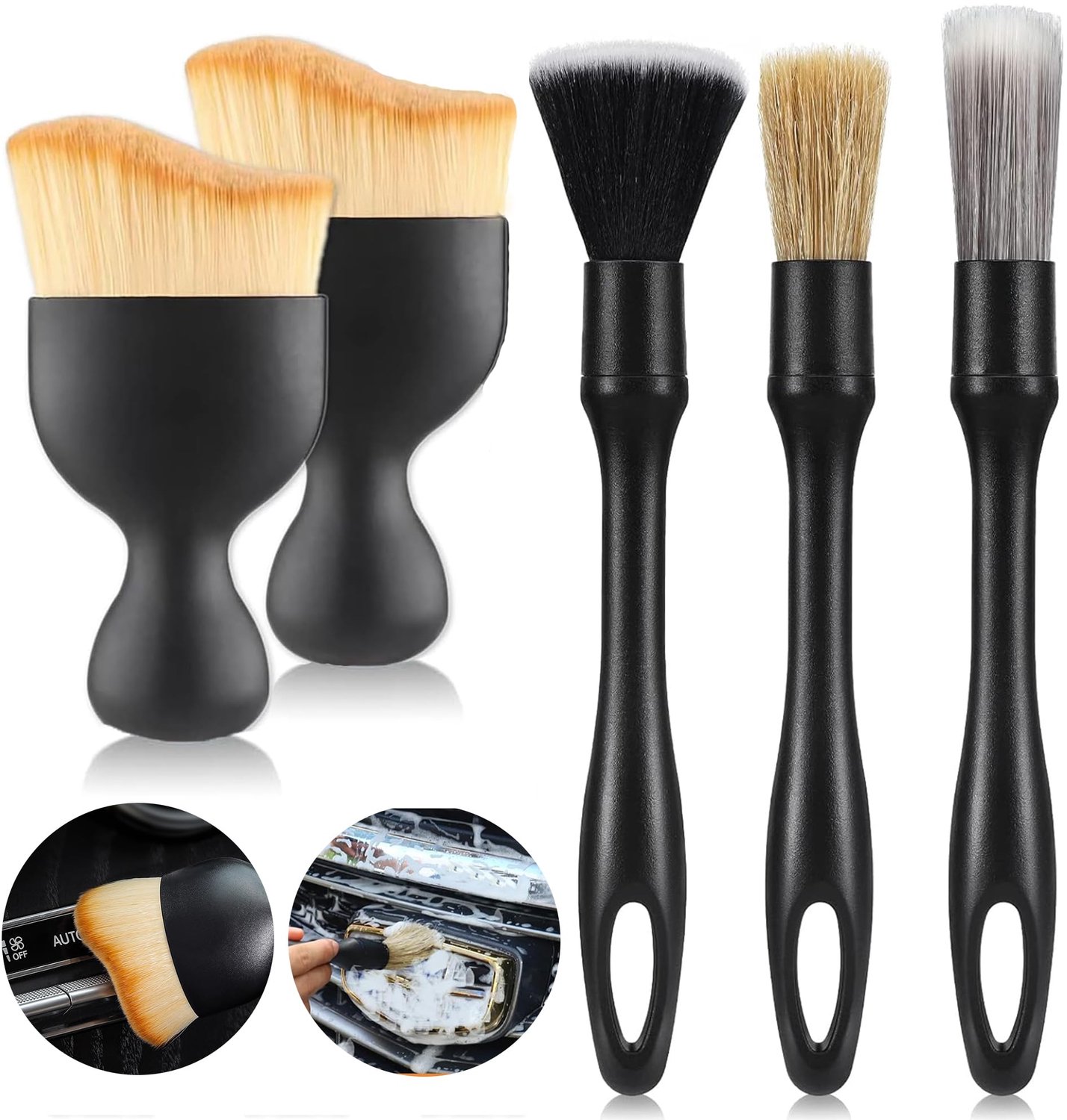 Set van 3 Auto Detailing Borstels voor Interieurreiniging