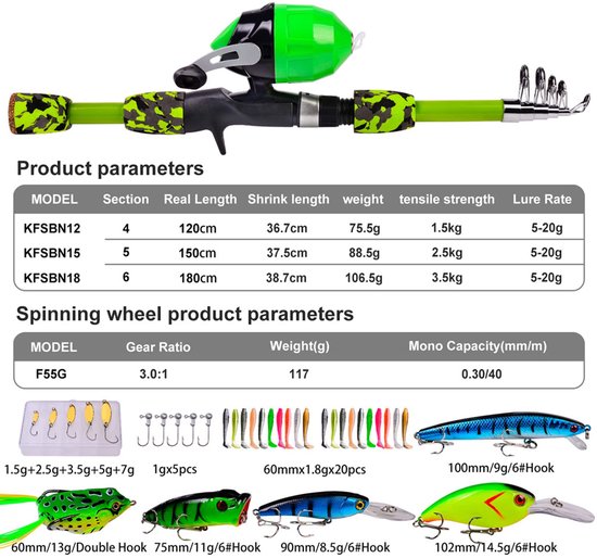 Kinder Visstokset met Spincast Reel en Tackle Box — afbeelding 2