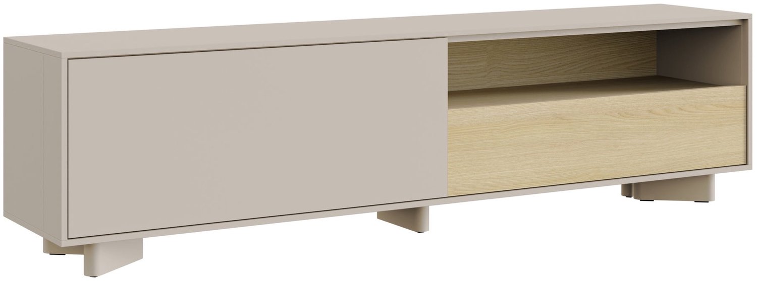 Selsey Distria – TV-meubel met lade kasjmiergrijs / eikenlook, 175 cm Kasjmier grijs
