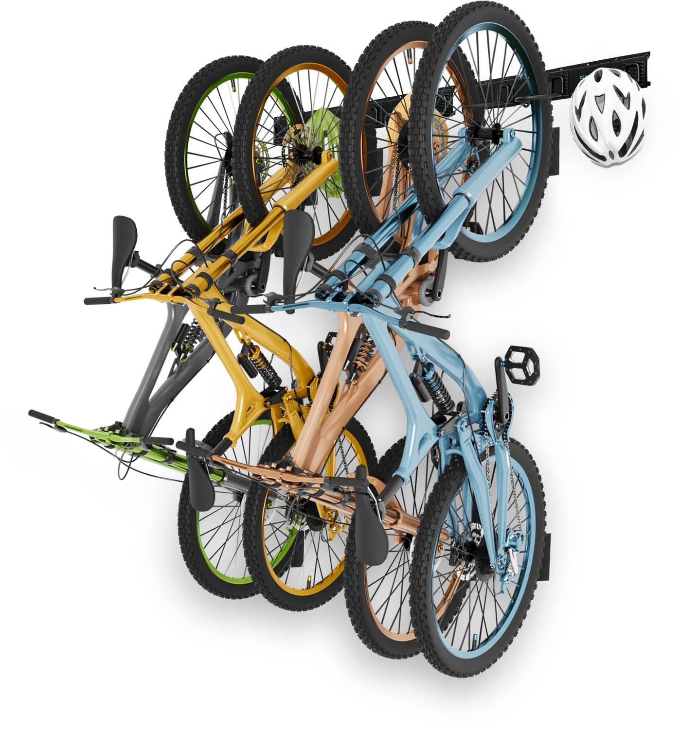 Fietsmuurbeugel met 4 Haken en 3 Helmsteunen - Tot 136 kg