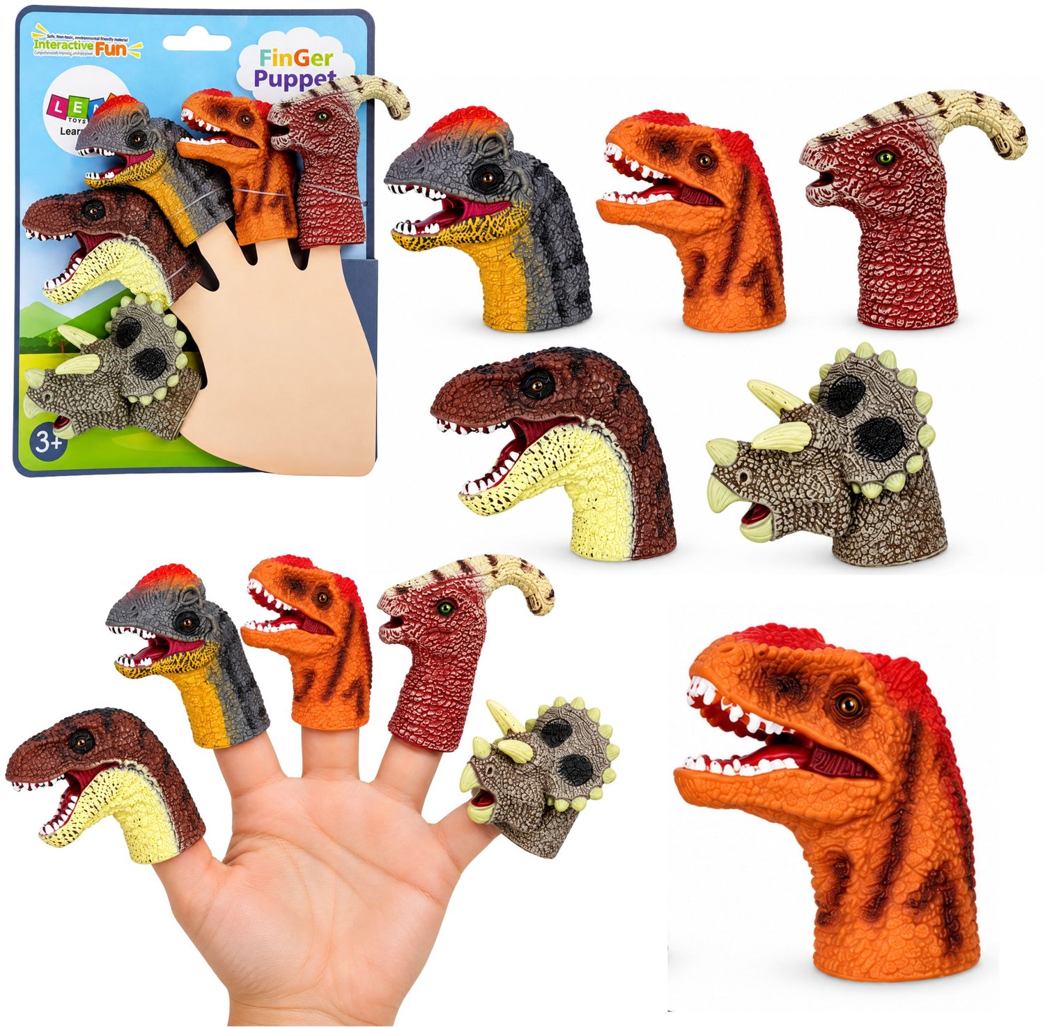 Overlays op de vingers dinosaurussen 5 elementen
