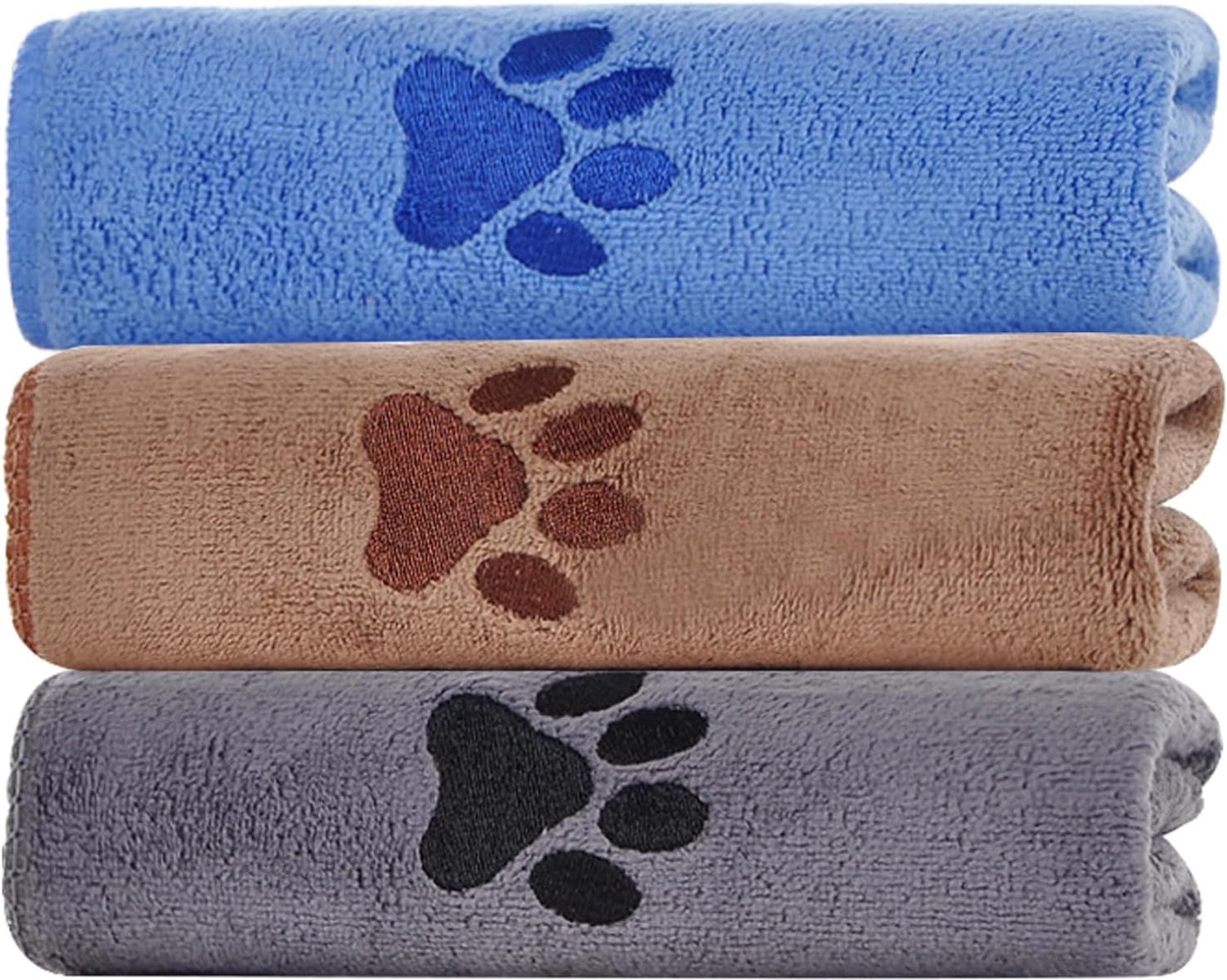 Set van 3 hondenhanddoeken, badhanddoek voor huisdieren, extra absorberend 75 x 35 cm, microvezel hondenhanddoek - Luxento
