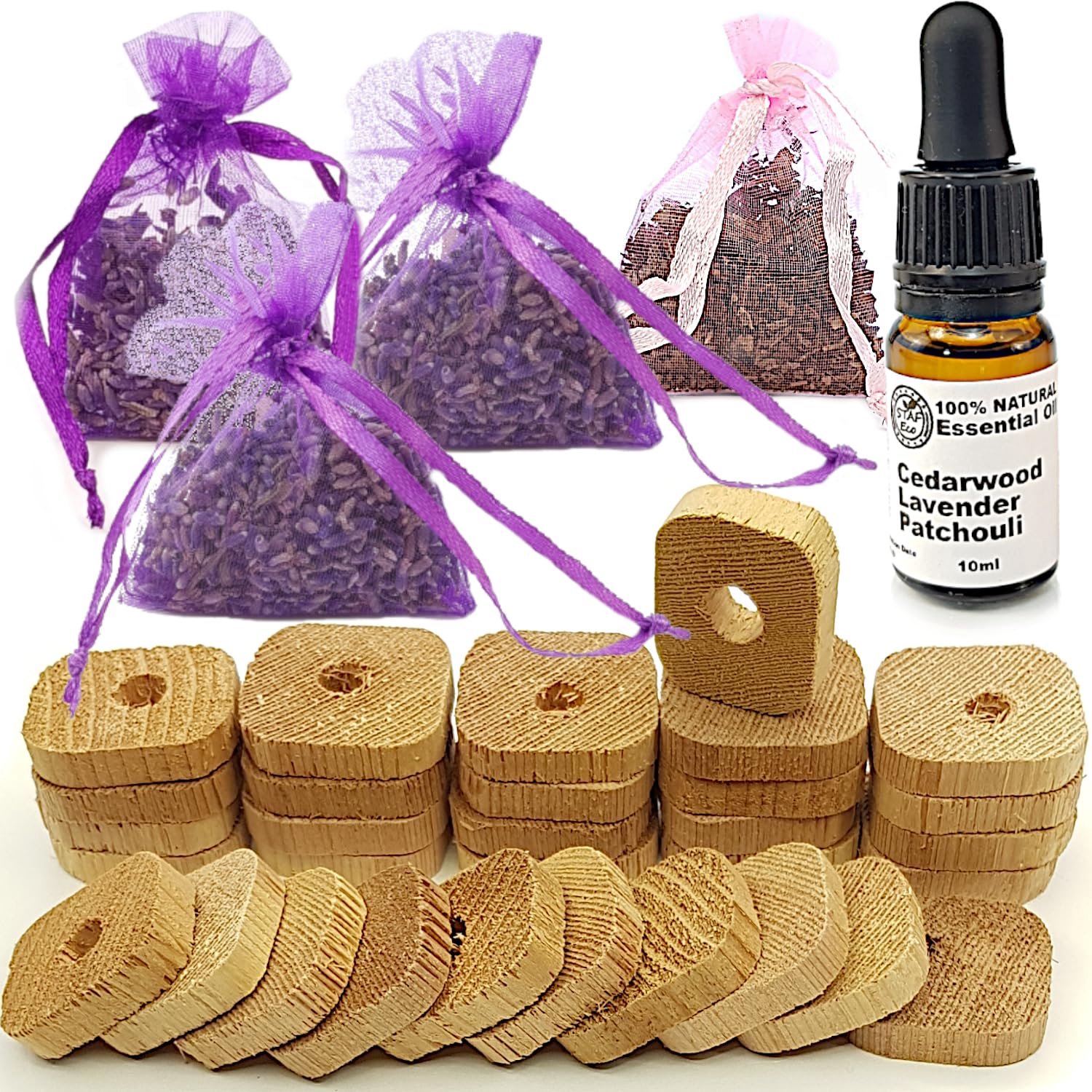 Moth Repellent - 100% Natuurlijk Cedar Hout met Lavendel en Patchouli