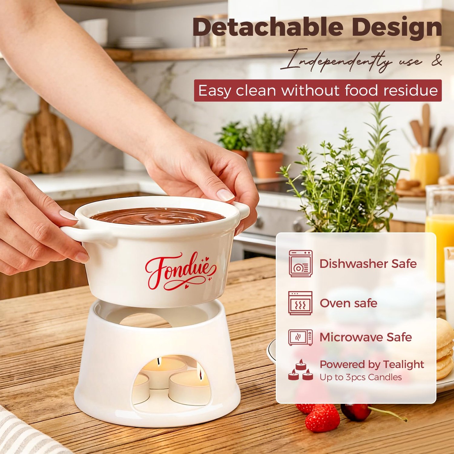 Mini Kaasfondueset met Vorken en Porseleinen Pot – foto 3