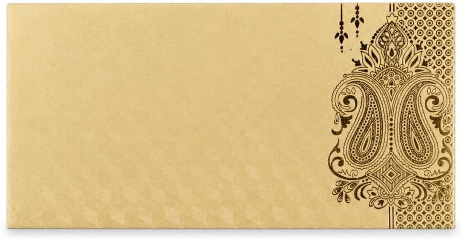 Geld enveloppen 5 stuks - ivoorkleurig met gouden bloemen - elegant voor trouwerijen en festiviteiten - ServiceTopper