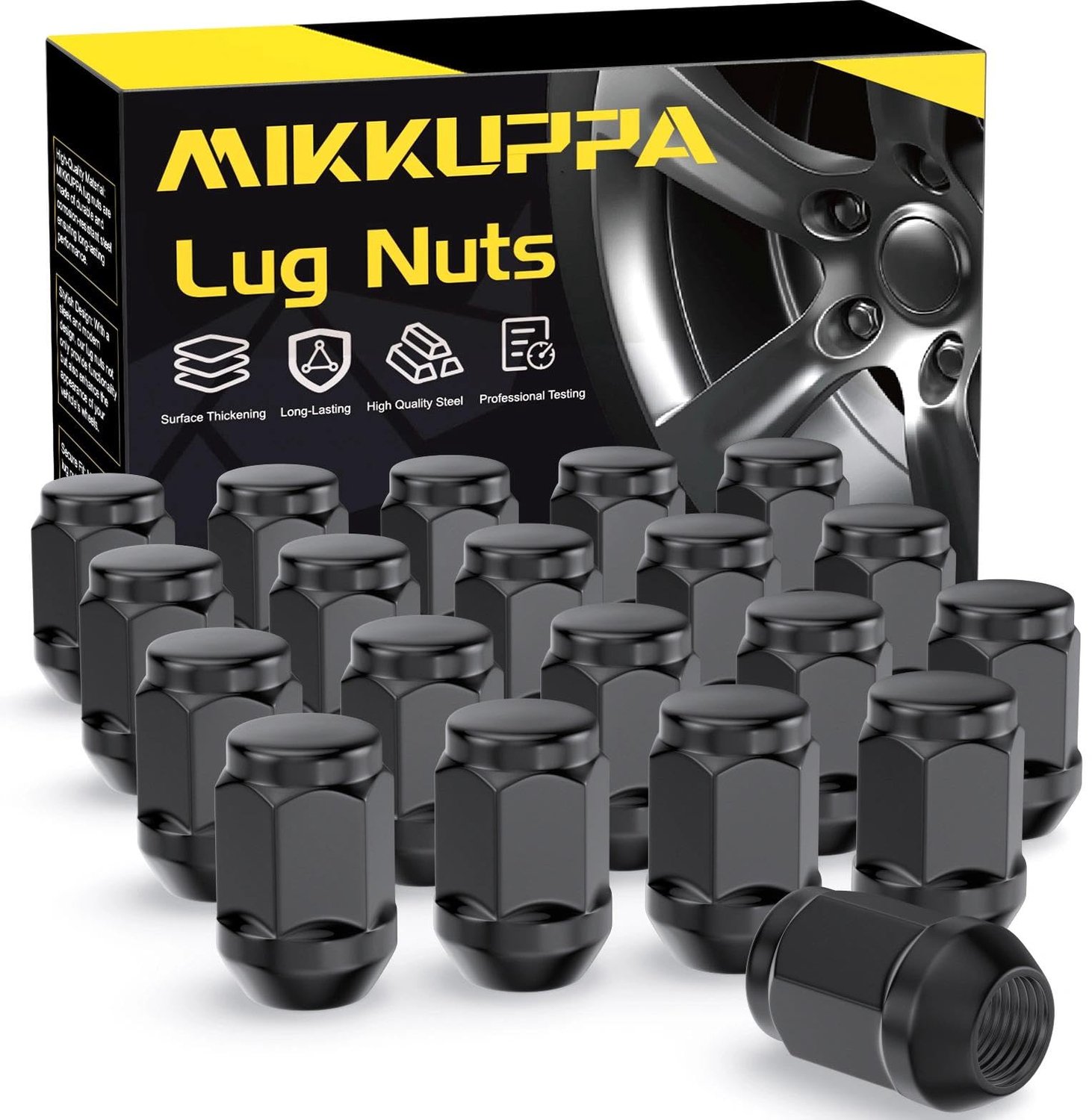 20 Stuks M12 x 1,25 Wielmoeren - Zwart