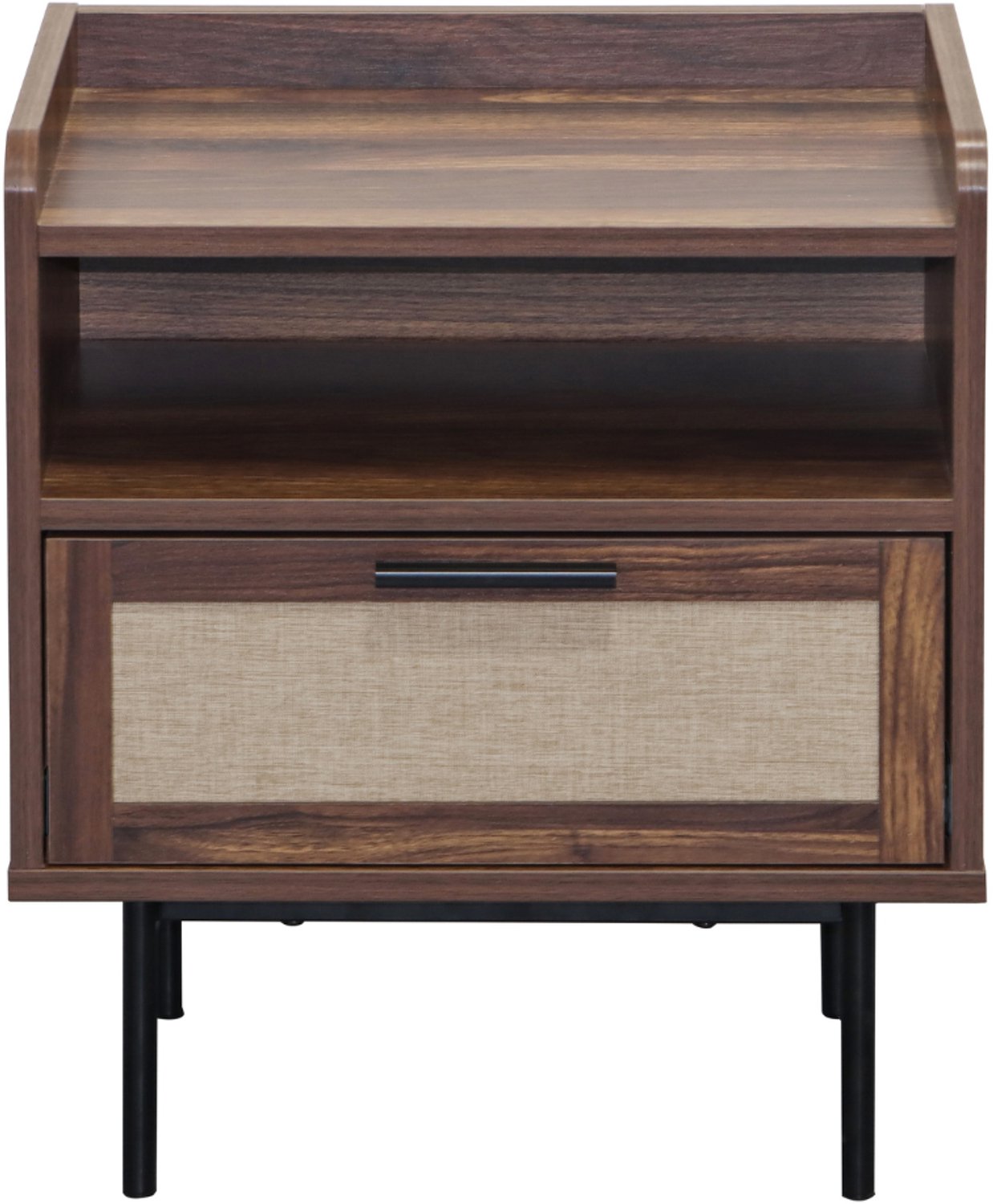 CaliCosy Nachtkastje 1 lade, 1 vak walnootdecor met stoffen fronten B45 cm - JETSON Houtlook