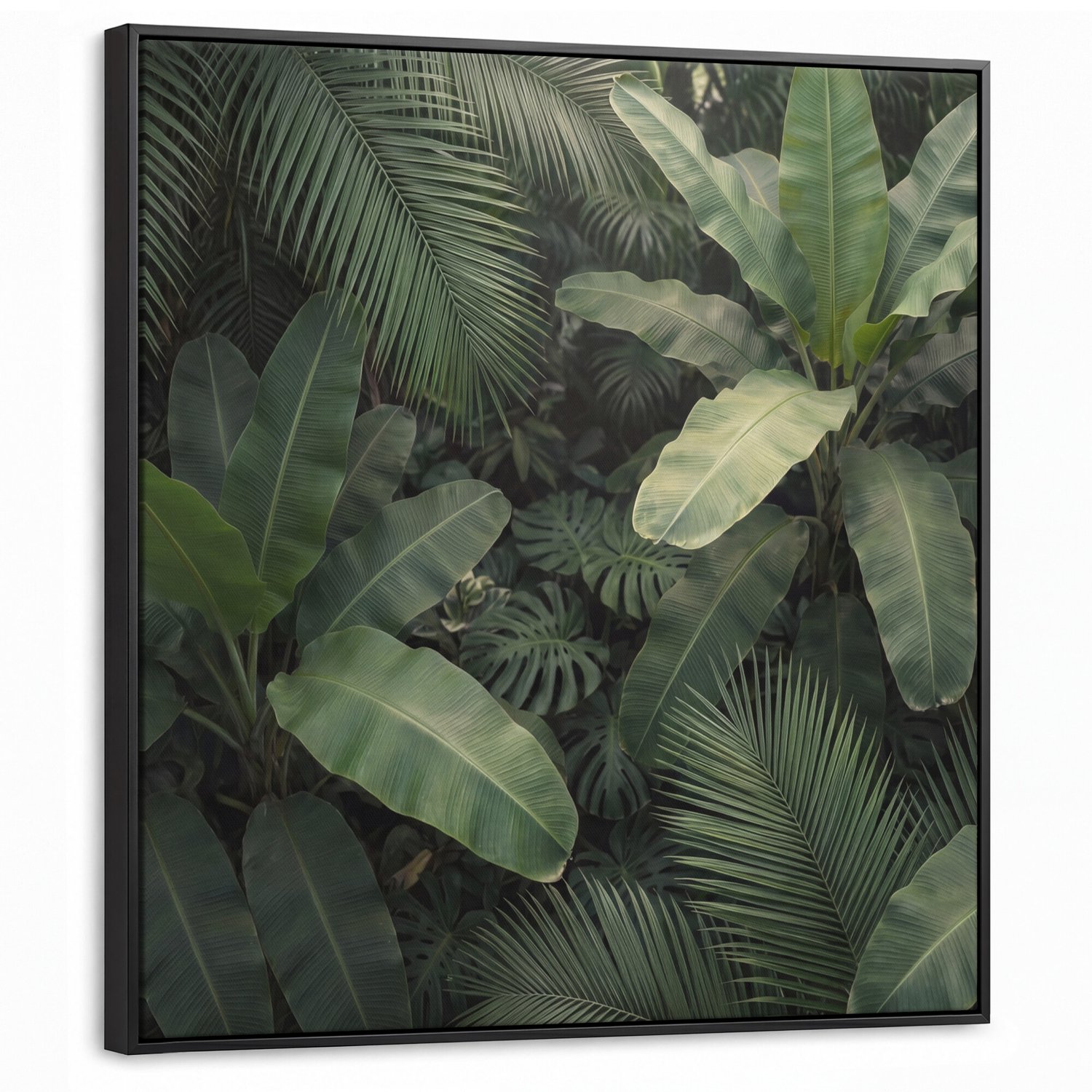 Canvas Schilderij met Baklijst - Bladeren - Groen - Tropisch - Natuur