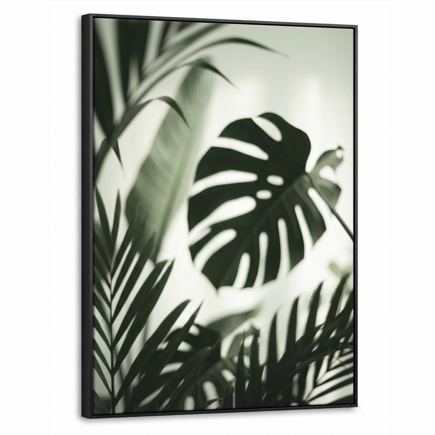 Canvas Schilderij met Baklijst - Planten - Bladeren - Natuur - Minimalistisch - Groen