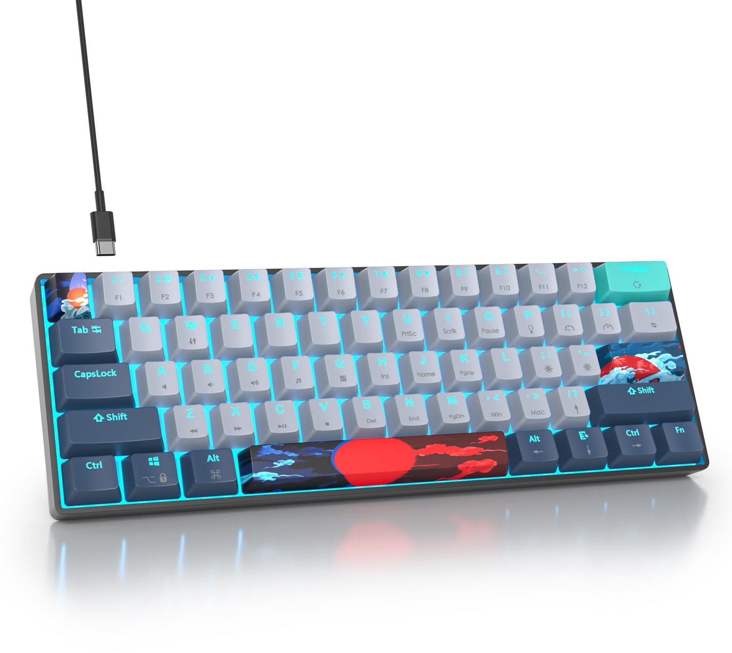 Compacte Mechanische Gaming Toetsenbord met Rode Switches en LED Verlichting