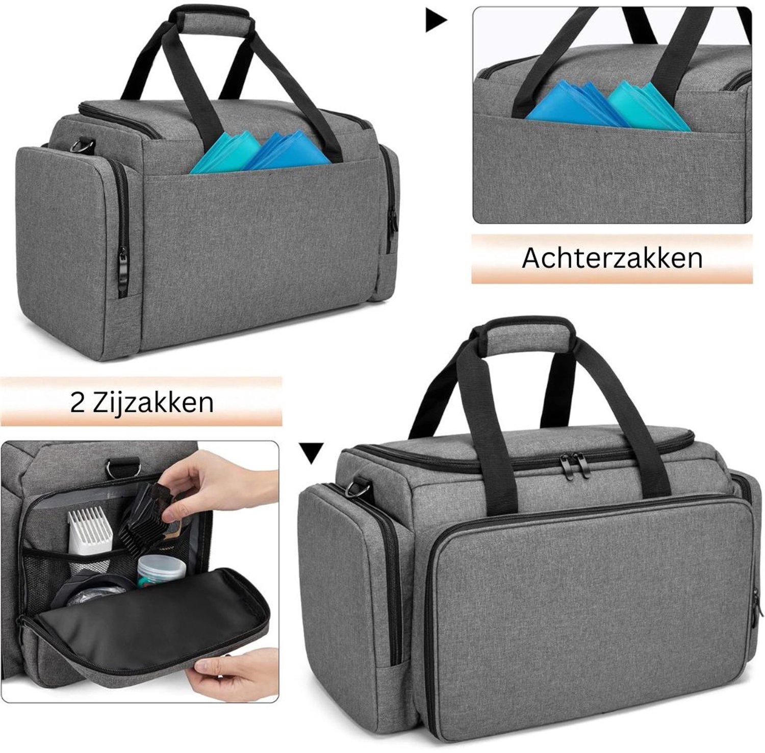 Kapperskoffer - Kapperstas - Visagie - Cosmetica Organizer - Grijs