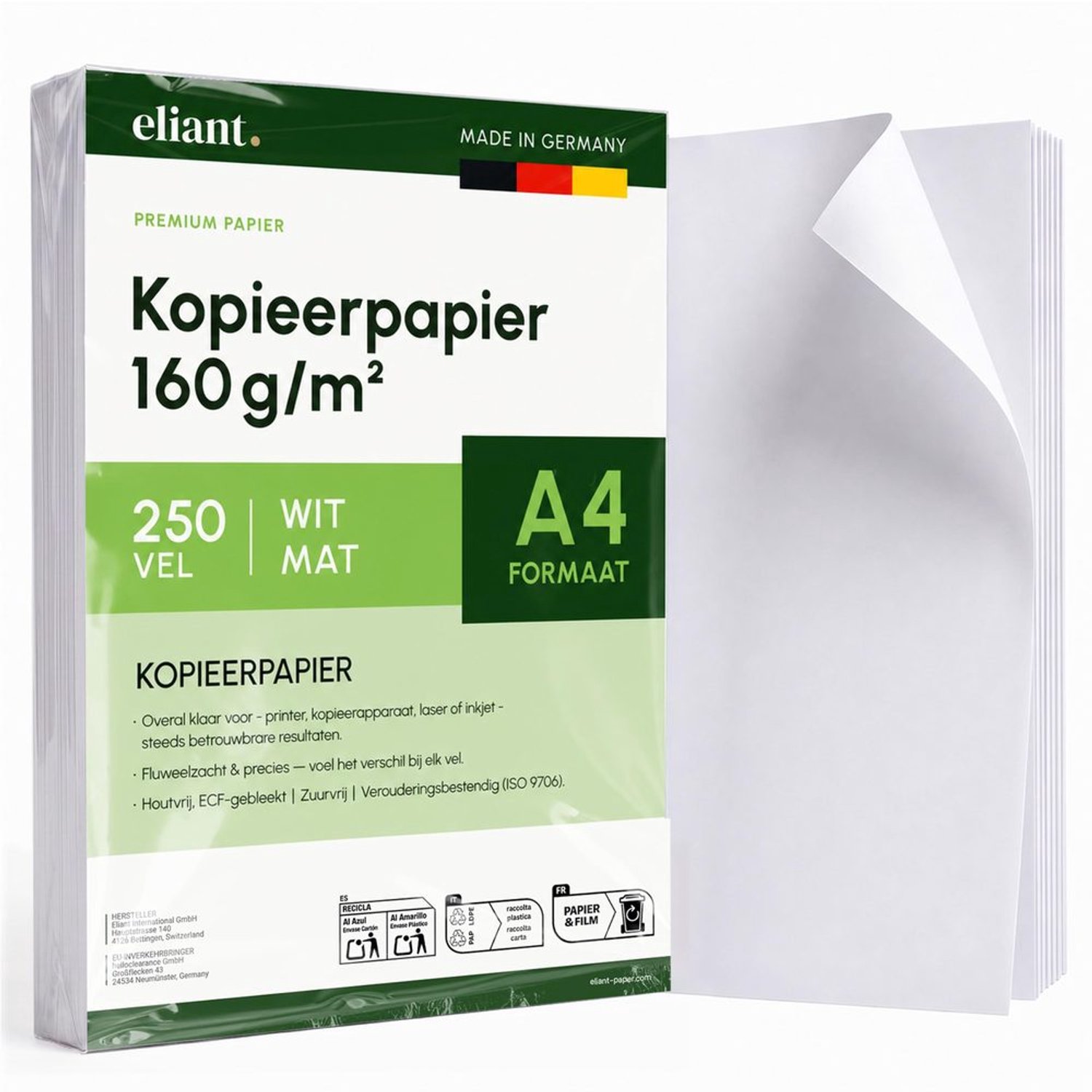 A4 Papier - 160 g/m² - Wit - 250 Vellen
