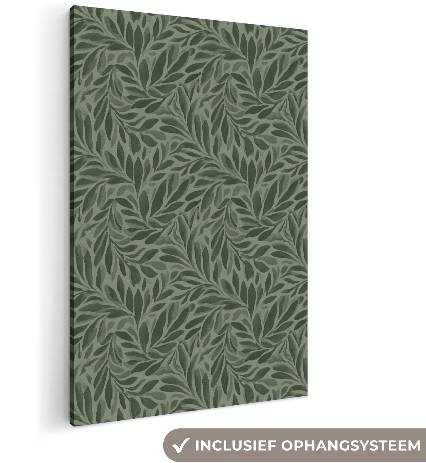 Canvas schilderij 120x180 cm - Exclusieve wanddecoratie Bladeren - Organisch - Groen - Muurdecoratie woonkamer - Slaapkamer decoratie - Kamer accessoires - Schilderijen op canvas groot XXL