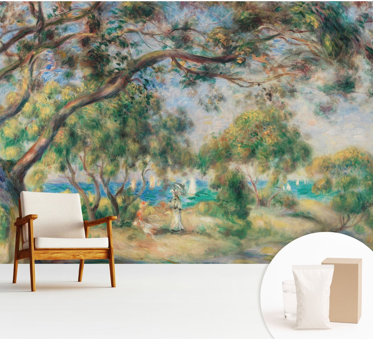 Wallfluent Fotobehang - Groente Vliesbehang - 312x219 cm - Kustlandschap Muurschildering - Slaapkamer behang Bloemen En Planten - Fotobehang Vlies - Slaapkamer behang