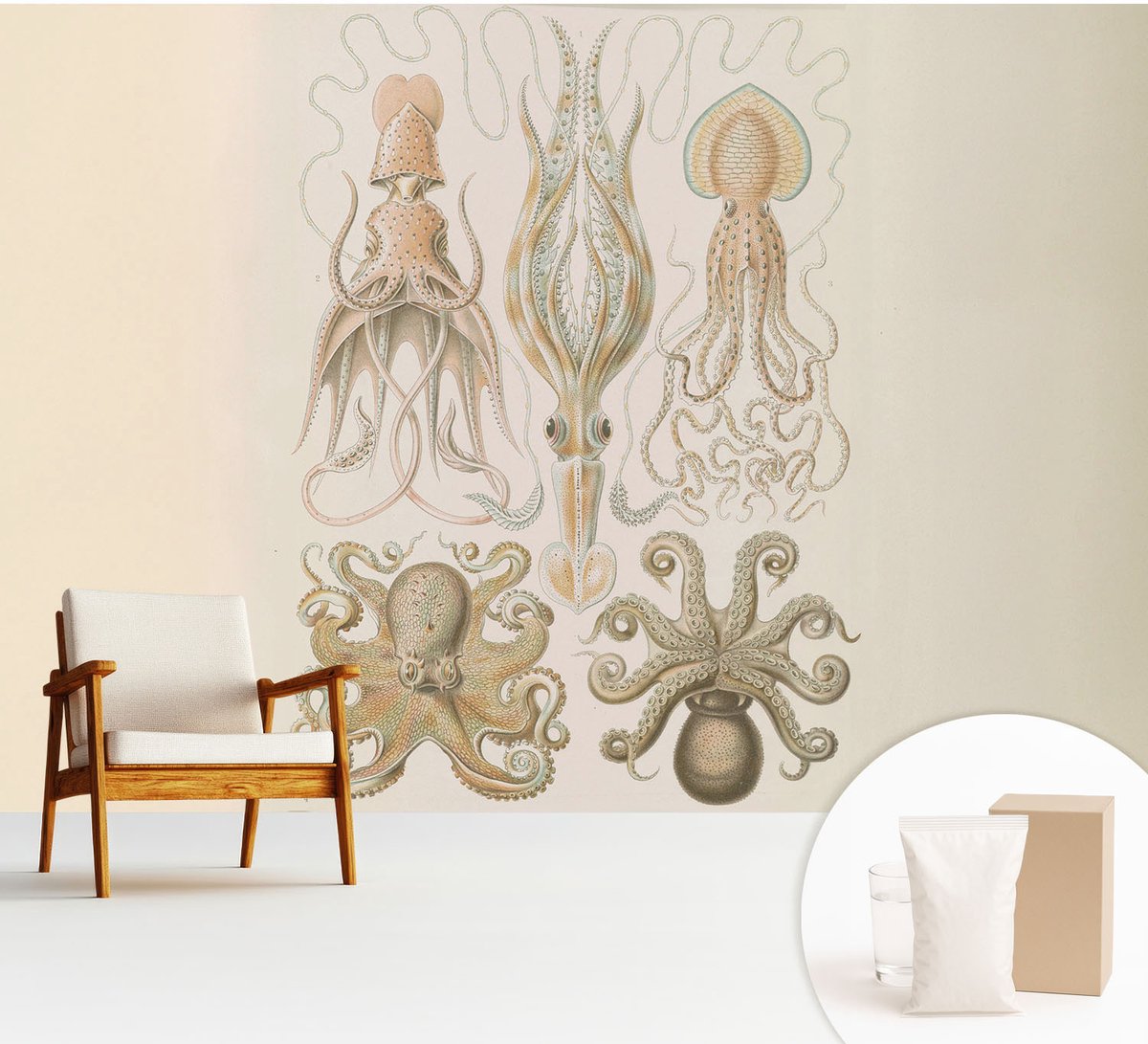 Wallfluent Fotobehang - Beige Vliesbehang - 312x219 cm - Zeeleven Fotobehang Vlies - Hal behang Dieren - Muurschildering - Hal behang