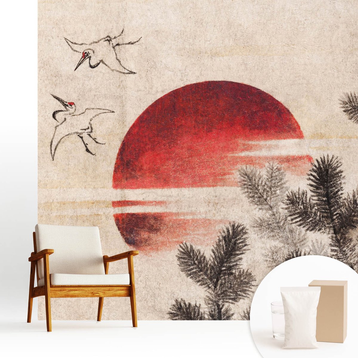 Wallfluent Fotobehang - Wit Vliesbehang - 250x250 cm - Bos Oost Muurschildering - Slaapkamer behang Deel - Fotobehang Vlies - Slaapkamer behang