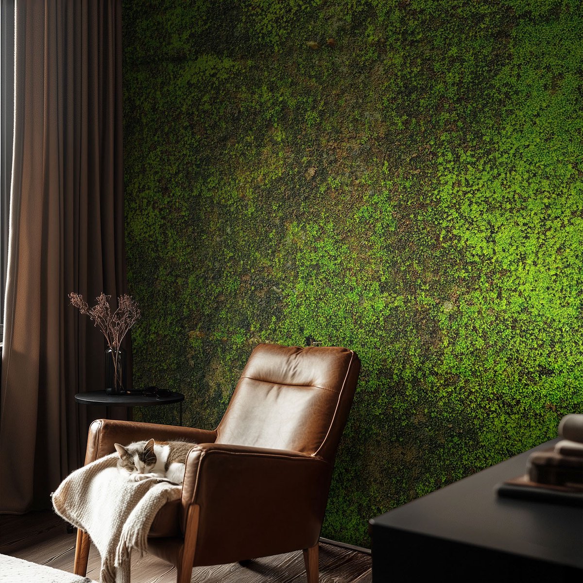 Wallfluent Fotobehang - Groente Vliesbehang - 416x254 cm - Groene Loper Muurschildering - Gang behang Texturen - Fotobehang Vlies - Gang behang