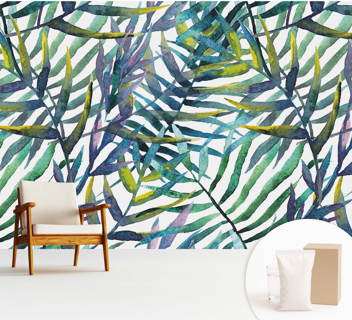 Wallfluent Fotobehang - Groente Vliesbehang - 312x219 cm - Exotische Vegetatie Fotobehang Vlies - Woonkamer behang Bloemen En Planten - Muurschildering - Hal behang
