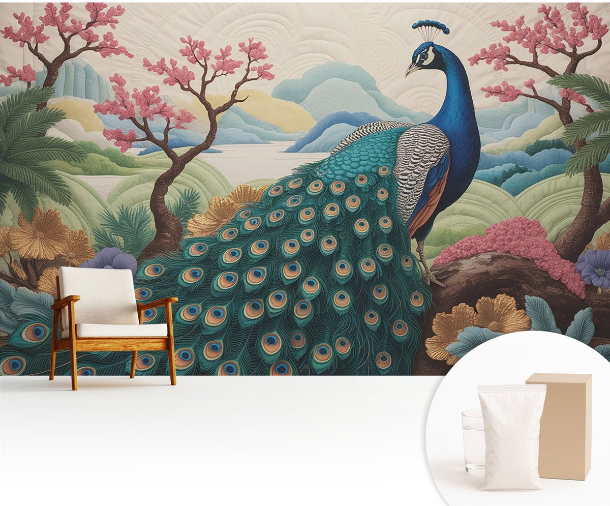 Wallfluent Fotobehang - Groente Vliesbehang - 416x254 cm - Exotische Schoonheid Fotobehang Vlies - Hal behang Dieren - Muurschildering - Woonkamer behang