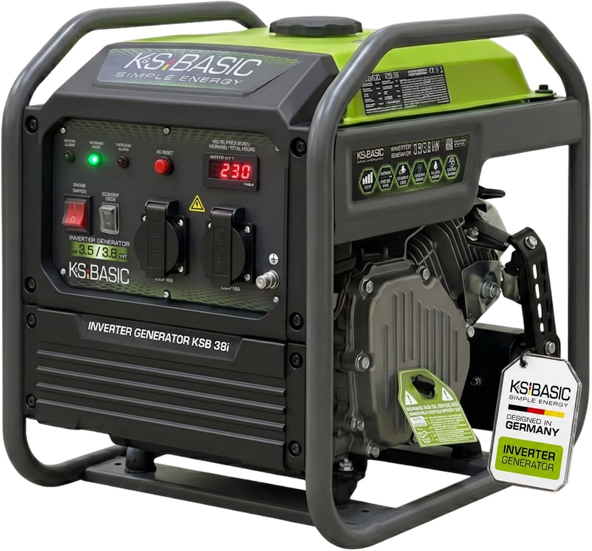Inverter Generator 3,8 kW - 46x48x37 cm - Draagbare Benzine Aggregaat met Pure Sinus - Industrohome