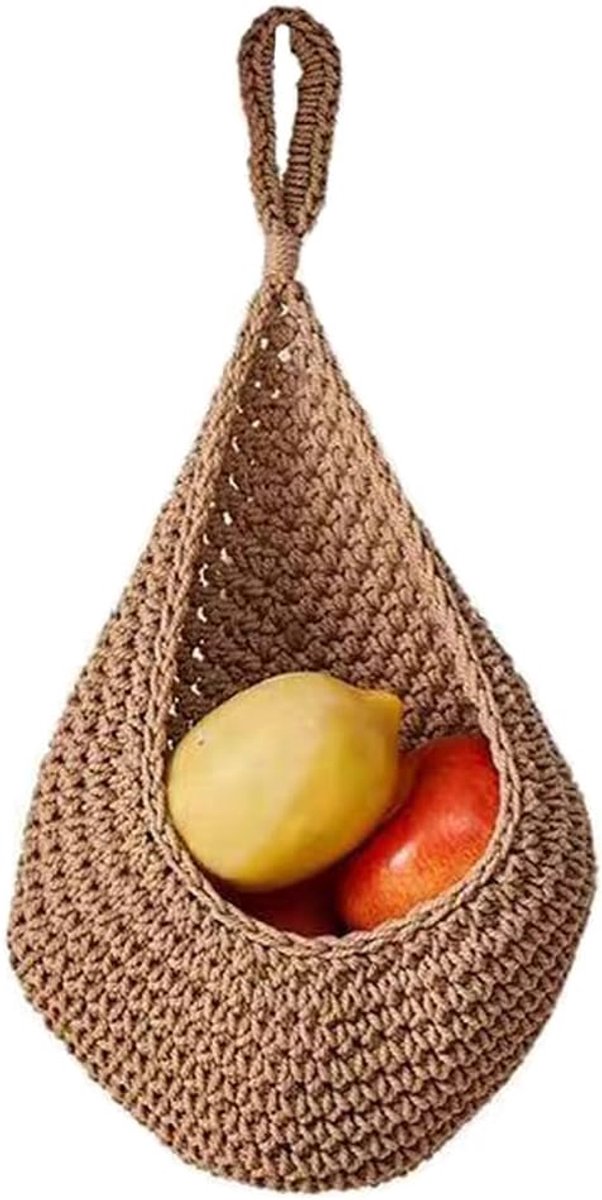 Hangende fruitmand & opbergmand voor keuken, wandmand in landelijke stijl voor fruit, groenten en opslag, decoratieve keukenorganizer