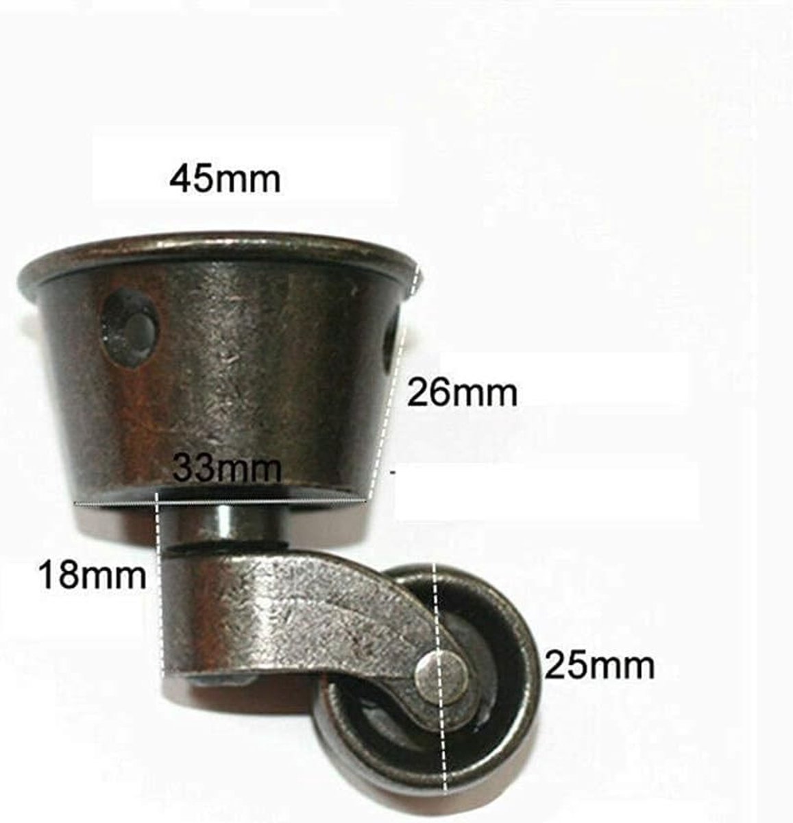 Antieke meubelwielen set van 2 - Massief messing castor cups voor fauteuils en meubels