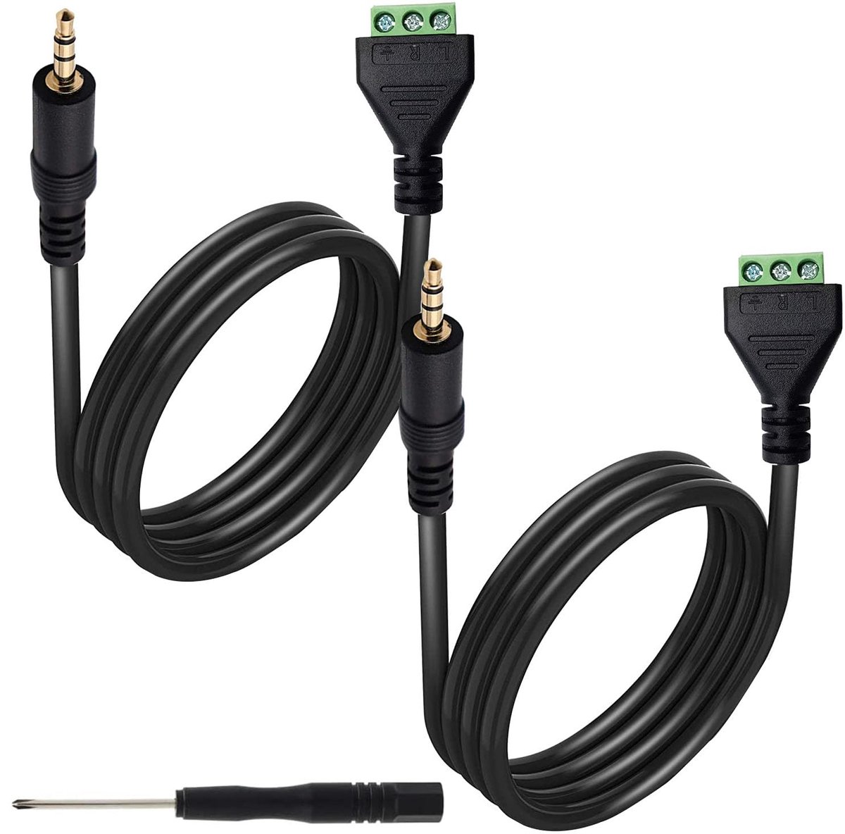Dailygoods - 2x 3.5mm Jack Plug Audio Kabel - Gold Plated TRS Mono Plug - 27cm