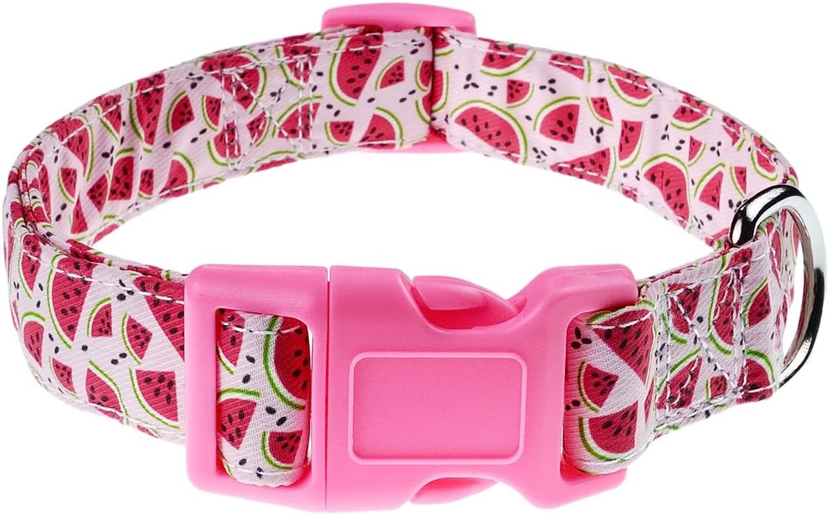 Soft Adjustable Flowers Flowers Watermelon Patterns Dog Collars for Small Medium Large Dogs Cute Design for Boys Girls - ShopVlot