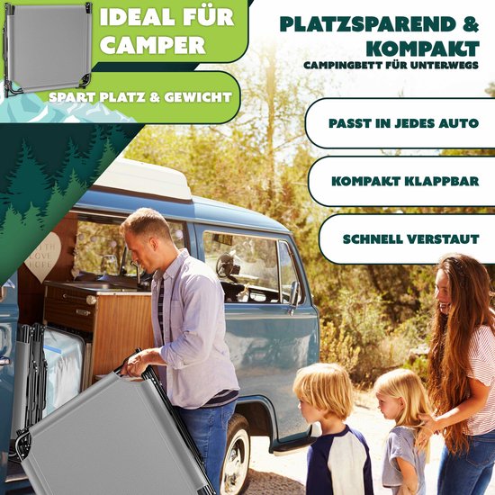Campingligstoel - kampeerbed - visligstoel - 190×68 cm - opvouwbaar - met kussen - grijs / blauw — afbeelding 2