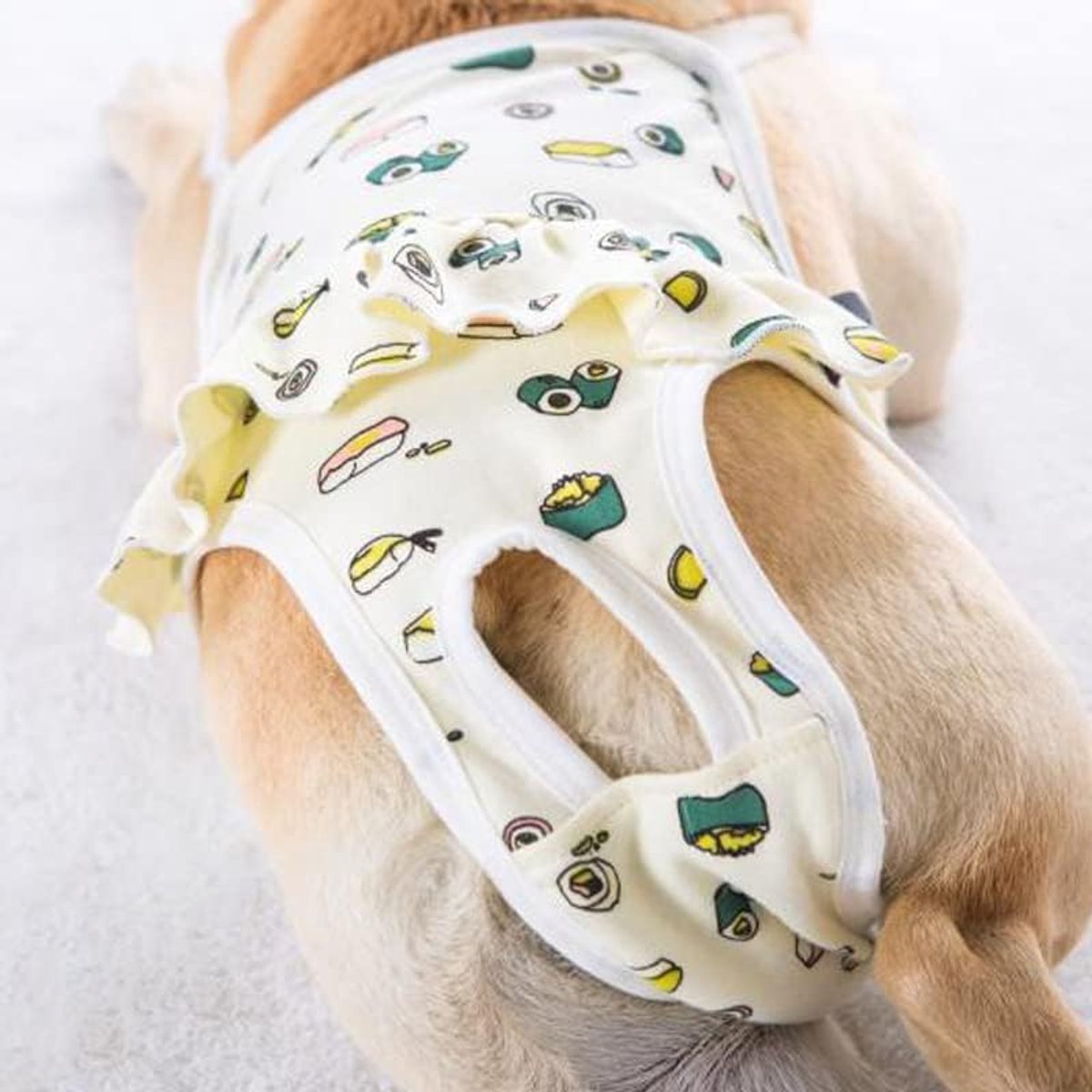Hygiënebroekje voor honden, herbruikbare hygiënebroekje voor huisdieren, met verstelbare bandjes, huisdier-fysiologische broekluiers voor puppy's, Franse buldog, poedel (geel, L)