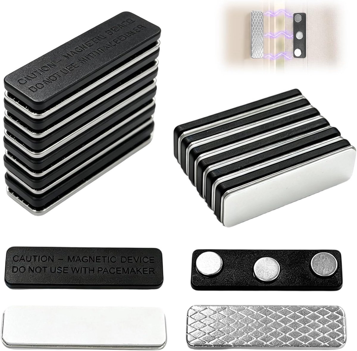 12 paar magnetische sluitingen voor verduisteringsgordijnen (balck）