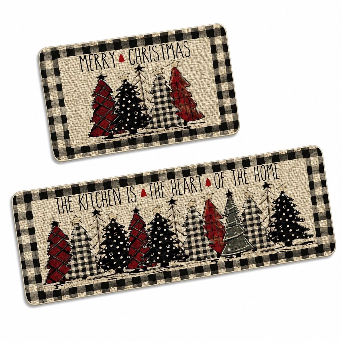VHV - Keukenloper en - Kerst vloerkleed - Keukenmatten loper - Keuken vloerkleed tapijt - Keukenmat - Kerstelementen - in de keuken