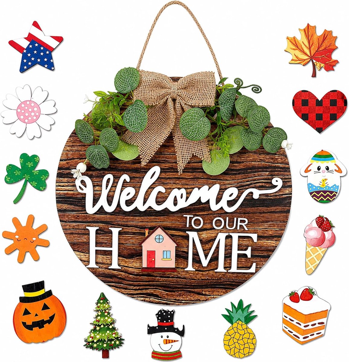 Hangend Welkomstbord Home Decoratie Houten Bord Deurtekens Welkom Deurbord voor Opknoping Cadeau Vakantie Halloween Kerstfeest