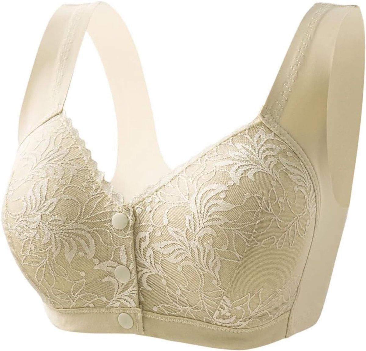 Beha met voorsluiting voor lingerie zonder beugel van comfortabel kant, antislip T-shirt-beha biedt optimale ondersteuning, volledige dekking en push-up effect.
