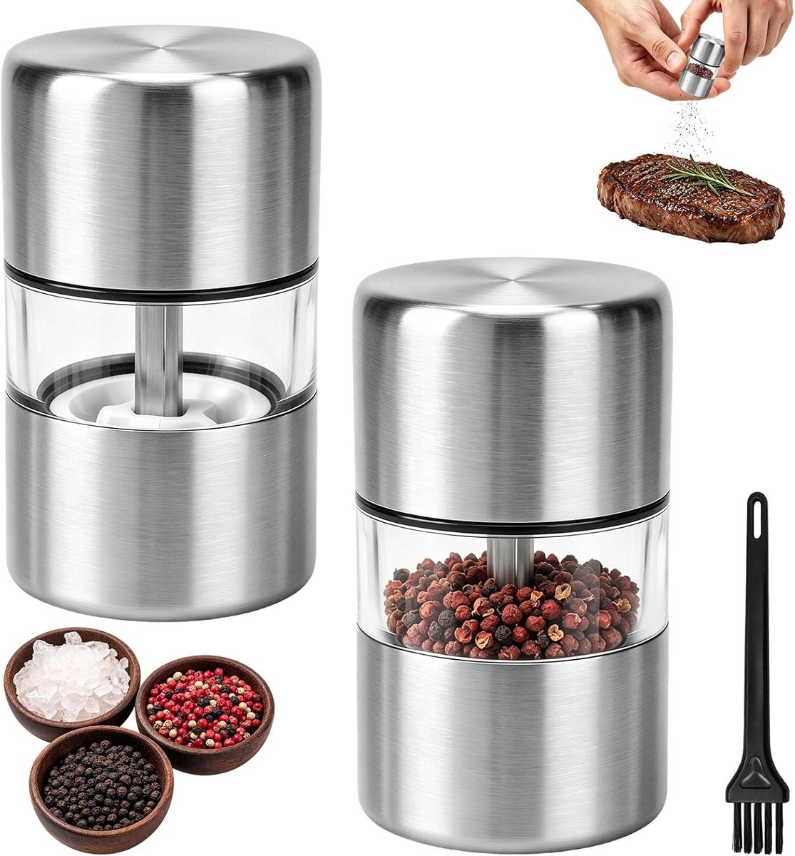 Pepermolens set met reinigingsborstel
