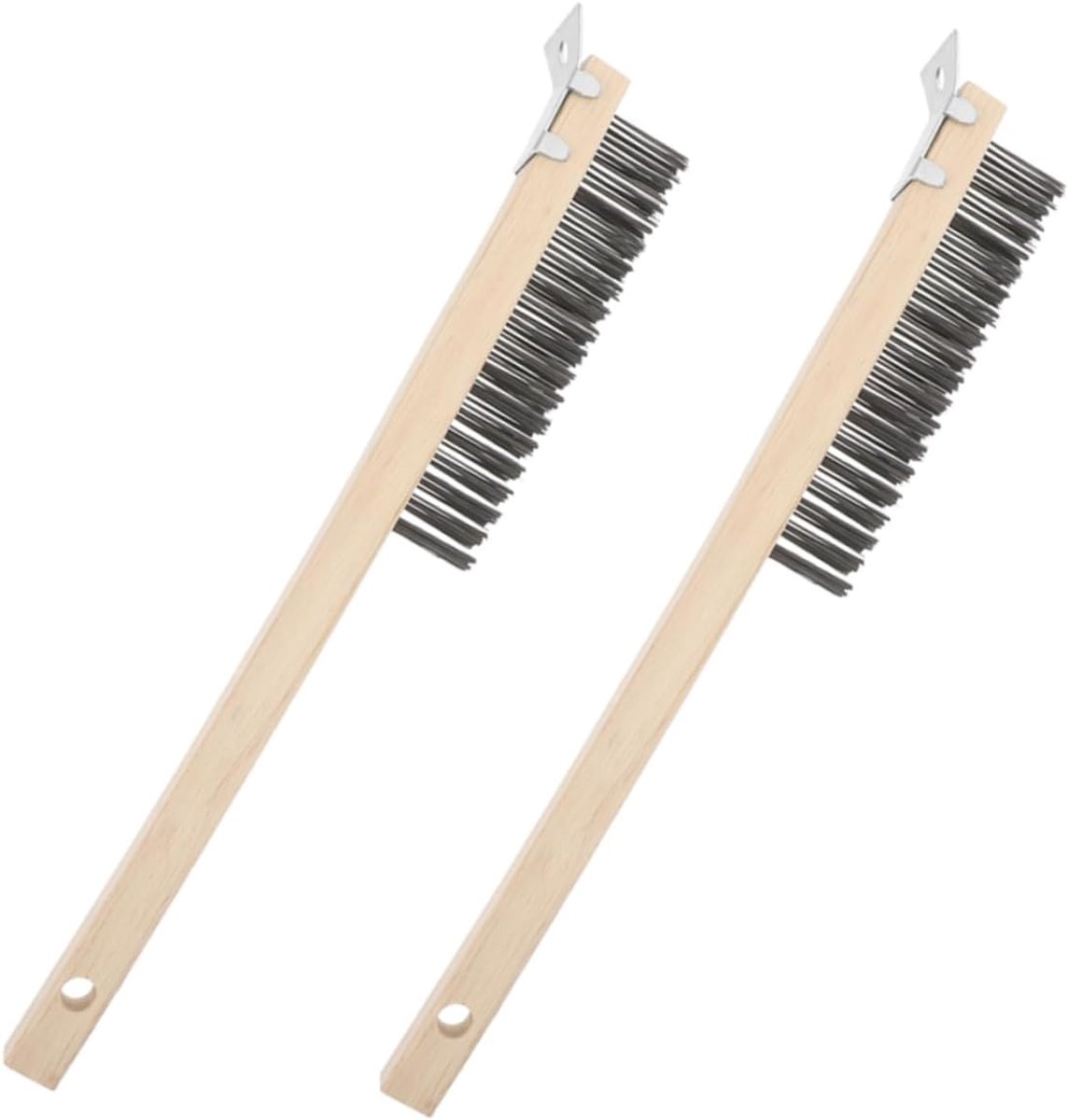 2stuks Lange Handgreep Pizza Steen Schoonmaakborstel Met Houten Handvat Multifunctionele Gereedschap Voor Bbq Grill Ovenonderhoud Voor Pizza Steen Ovenreiniging Beige
