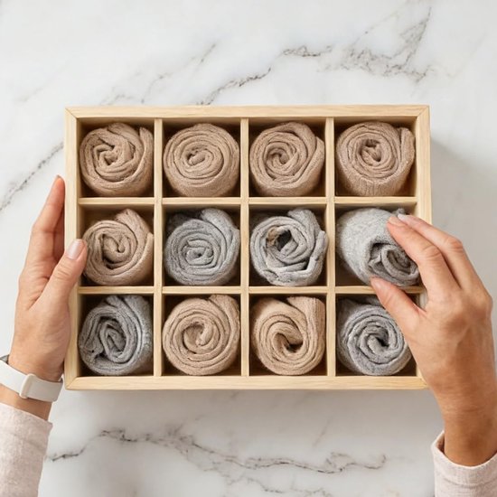 2 stuks opbergdoos van hout met 12 vakken 30x20x3.5cm Onvoltooide inzetdozen van hout Kleine houten kist met vakken voor kleinigheden, sieraden en verzamelobjecten — afbeelding 5