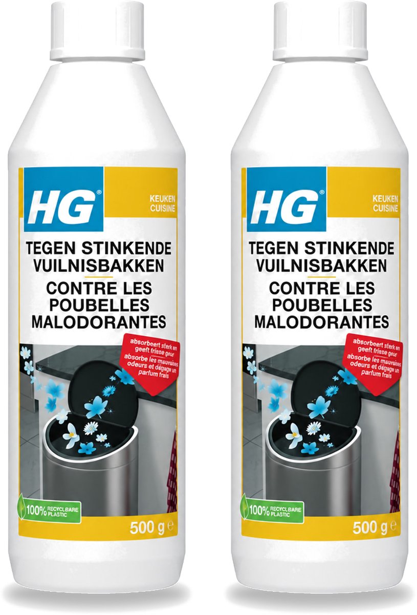 2 x HG - Tegen Stinkende Vuilnisbakken - Neutraliseert Geuren - 500 g - Voordeelverpakking - 2 stuks