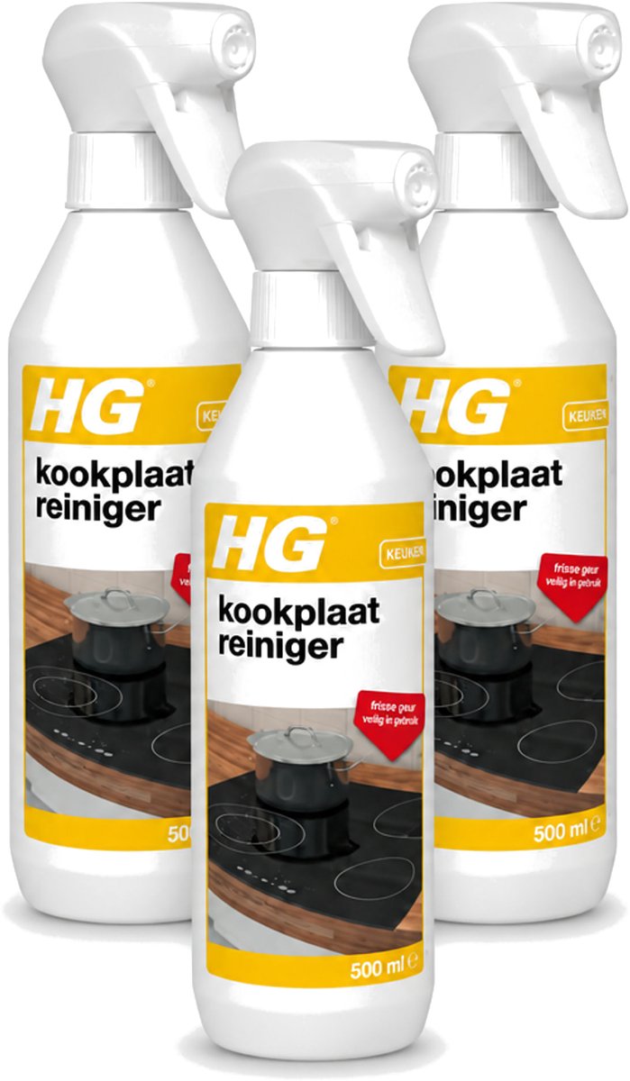 3 x HG - Kookplaatreiniger Spray - Frisse Geur - Veilig in Gebruik - 500 ml - Bulkverpakking - 3 stuks