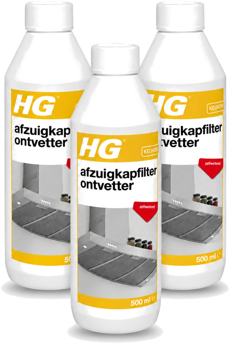 3 x HG - Afzuigkapfilter Ontvetter - Zelfwerkend - 500 ml - Bulkverpakking - 3 stuks