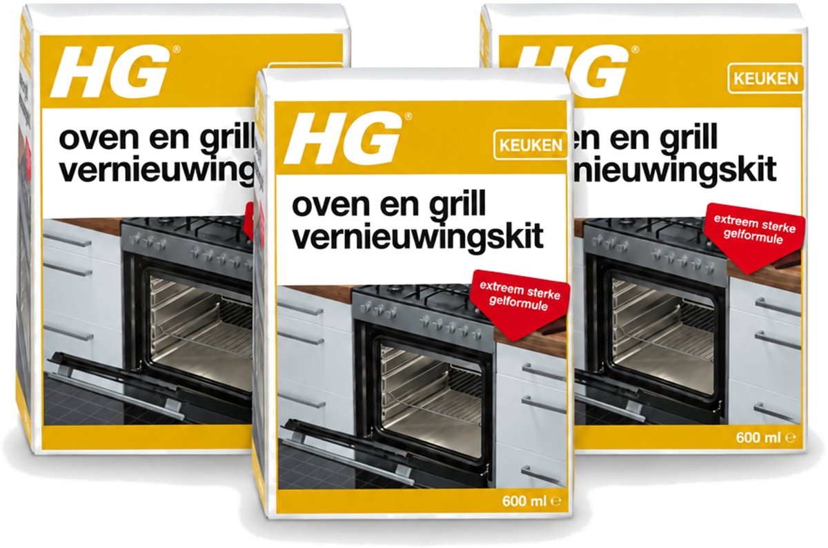 3 x HG - Oven & Grill Vernieuwingskit - Sterke Gelformule - 600 ml - Bulkverpakking - 3 stuks