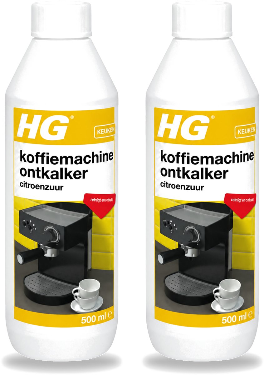 2 x HG - Koffiemachine Ontkalker - Op Basis Van Citroenzuur - Ideaal voor Senseo- & espressomachine - 500 ml - Voordeelverpakking - 2 stuks