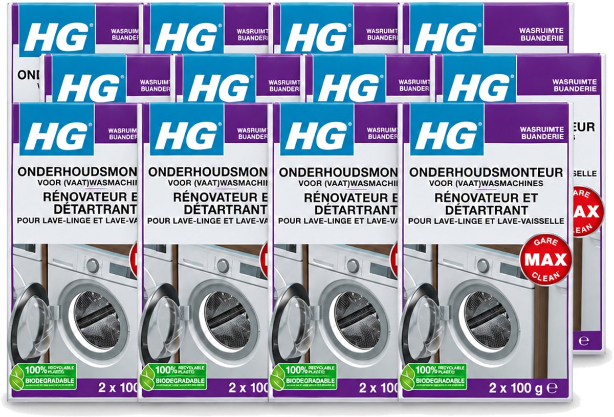 12 x HG - Onderhoudsmonteur Voor (Vaat)Wasmachines - 2 tot 4 Behandelingen - Voordeelverpakking - 12 stuks